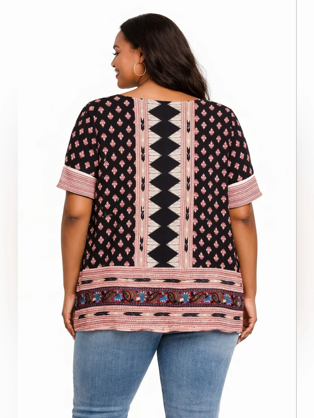 Lucky Brand Plus Size Geometric Print Short Sleeve Top Size 3X - Picture 2 of 5